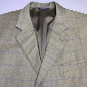 Gianluca Napoli Blazer Sport Coat 42L Mens 3 Button Olive Green Windowpane EUC